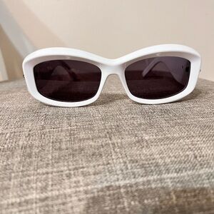 Givenchy White Frame Black Lens Oval Sunglasses